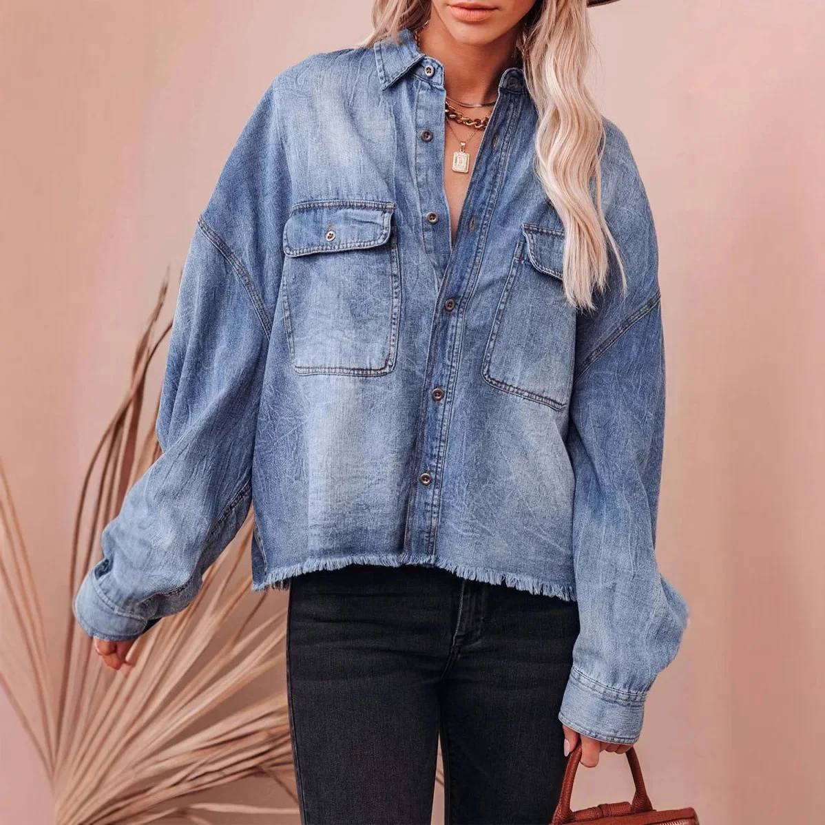 Spring Denim Shirt Coat Women Jackets Shirts Turn Down Collar Y2k Tops Single Breasted Casual Coats Elegant Streetwear Blouse