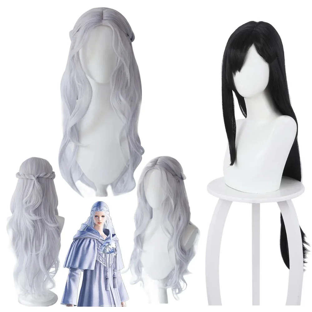 Venat Cosplay Wigs Game FF XIV Fantasy Sliver Long Wig Outfits Costume Accessories Women Tifa Roleplay Halloween Suit