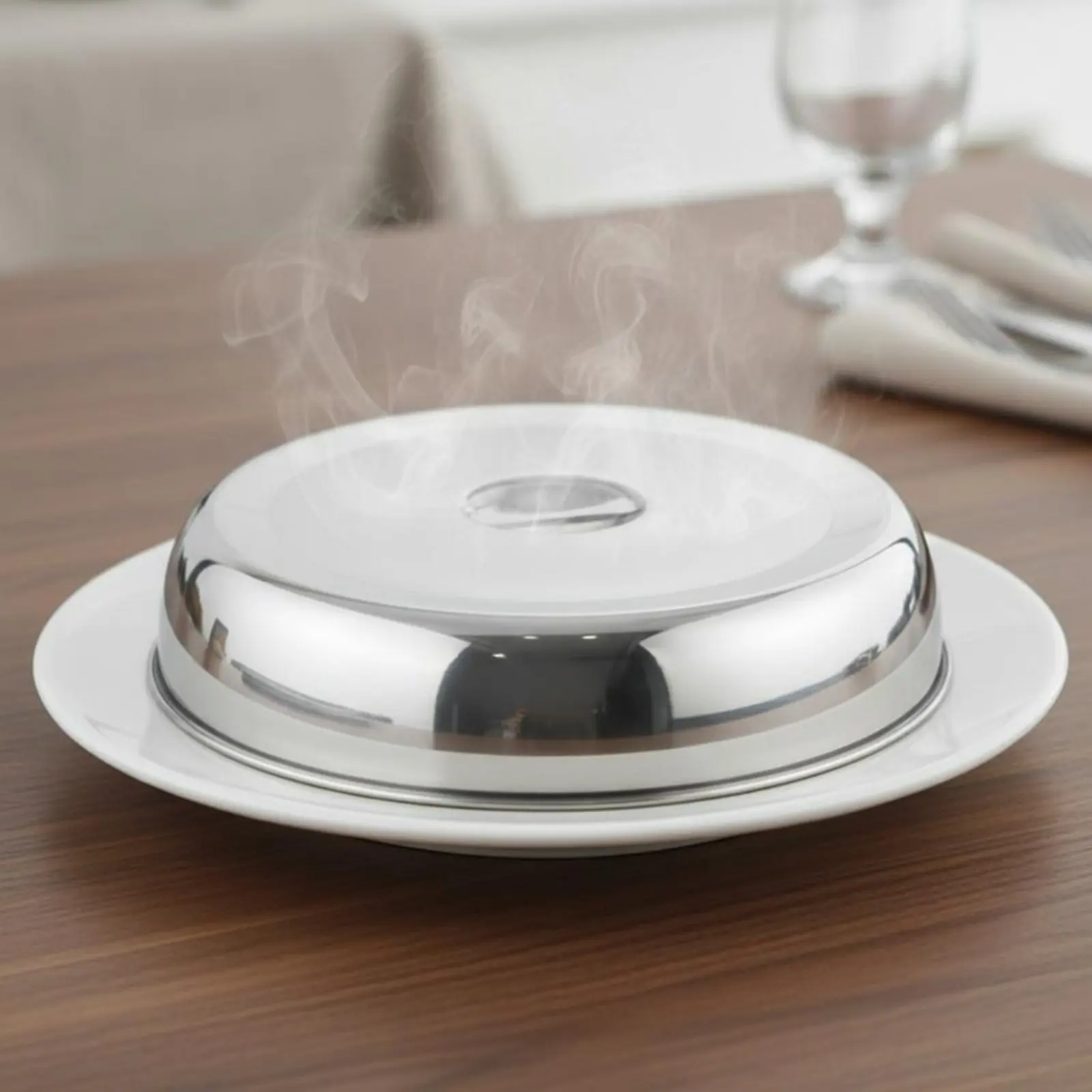 Round Steak Cover Anti-Spatter Teppanyaki Grill Cover Stainless Steel Dome Lid Rust-Resistant Griddle Accessory Easy Grip Handle