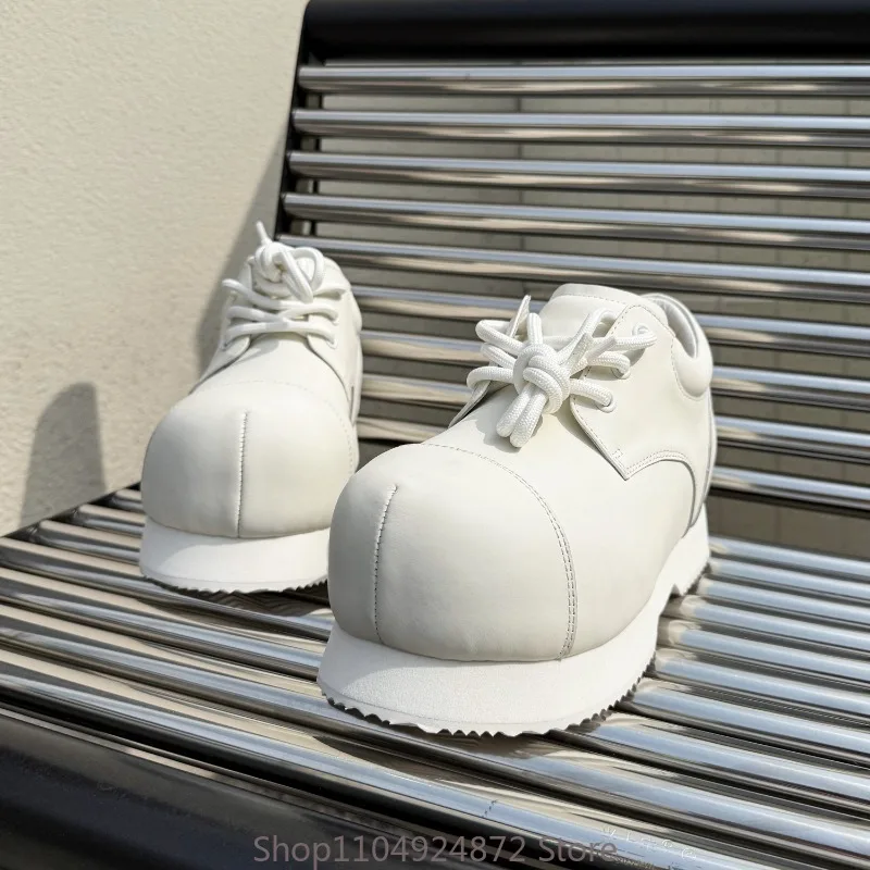 

Fashion Big Toe Thick Sole Leather Platform Shoes Men's Height Increasing Office Casual Leather Shoes Male Sneakers