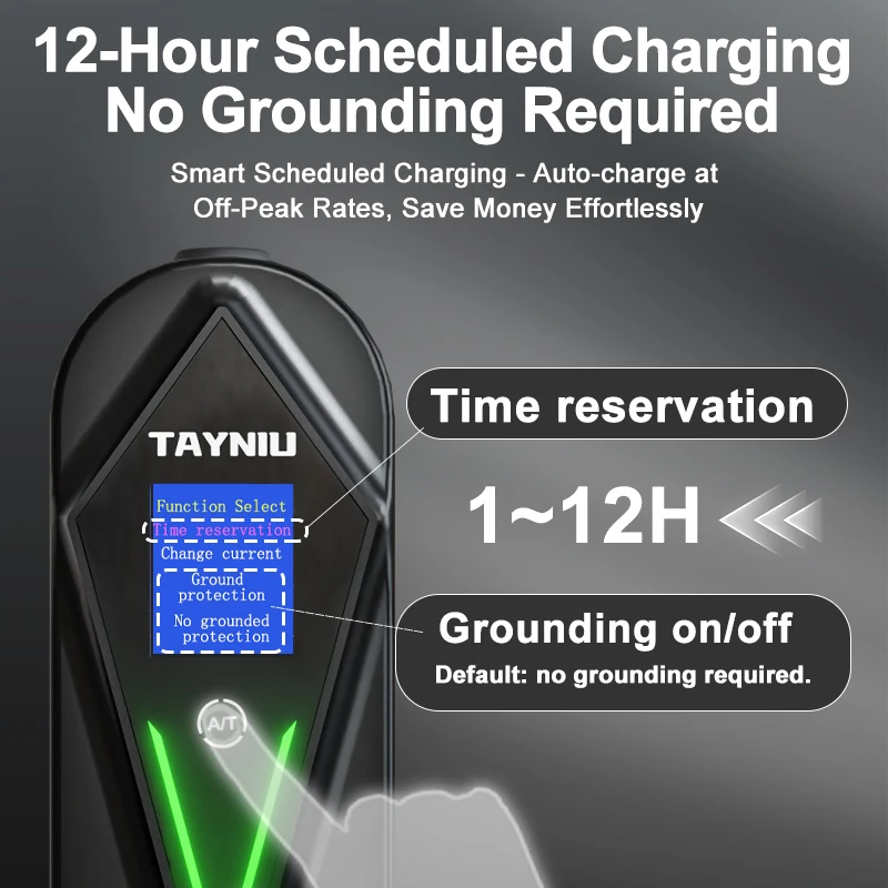 Зарядное устройство для электромобилей TAYNIU 16A 3,5 кВт, тип 2, тип 1 ГБ/T, зарядное устройство TS-NACS, портативное зарядное устройство с экраном 1,8 дюйма, EVSE для автомобилей Tesla и других электромобилей