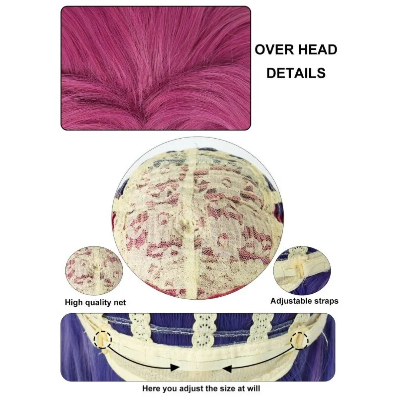 Short Women Ladies Curly Hair Rose Pink Blue Wig Girl Wigs