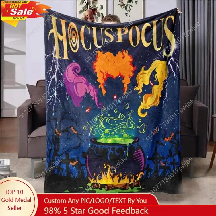 Hocus Pocus تحت عنوان الفانيلا بطانية 1 عدد لينة قابل للغسل رمي بطانية الفراش لوازم للمنزل مكتب السفر البطانيات المخصصة