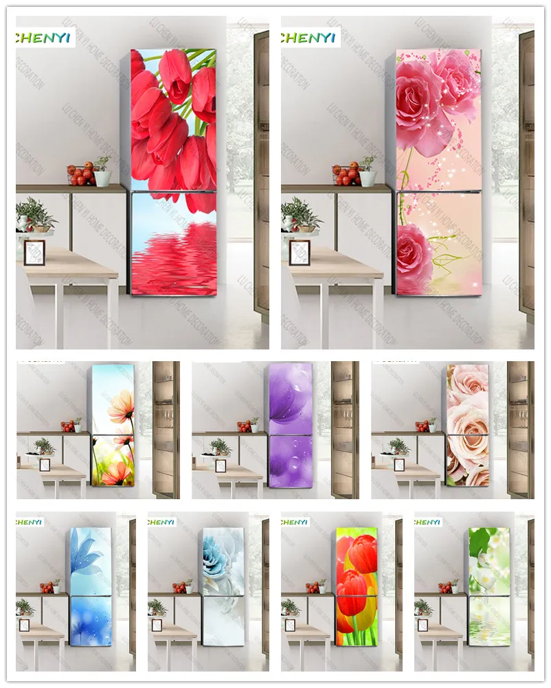 

Papel de parede custom rose daisy magnolia assorted flower fridge sticker, living room wall bedroom home decor