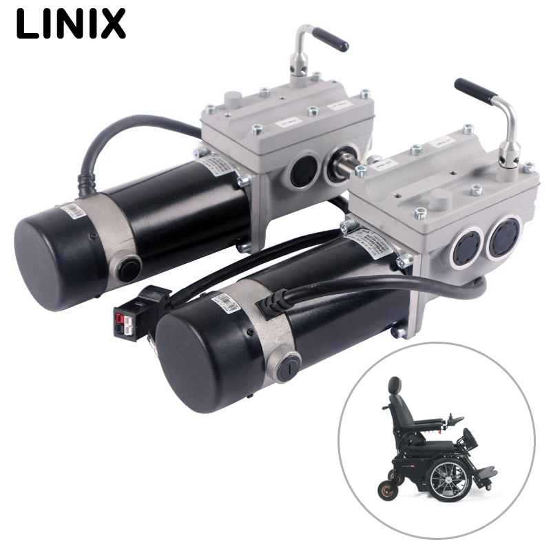 Linix high torque electric wheelchair motor 88mm 24v 340w brush dc with gear reduction 32:1 for