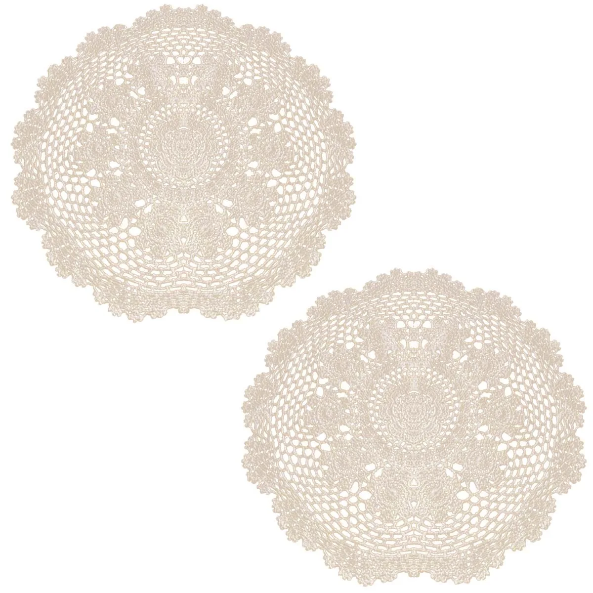 

BomHCS Handmade Crochet Lace Flower Wedding Tablecloth Doilies Table Mats Round Placemats 2pcs