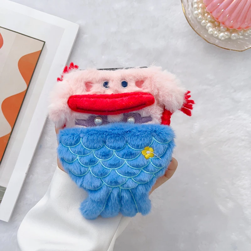 Case For Samsung Galaxy Z Flip 4 Z Flip 3 Plush Large mouth Braid Mermaid Mobile Phone Case Cover