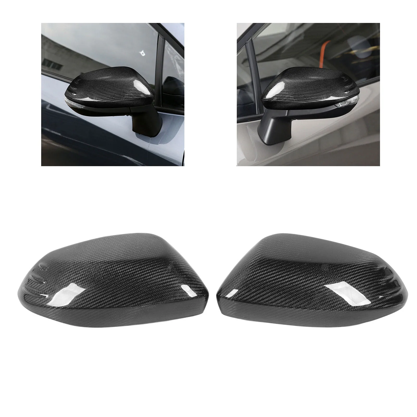 2PCS Side Rearview Mirror Cover Real Carbon Fiber Left Right Glossy Replacement For Toyota Corolla Yaris GR