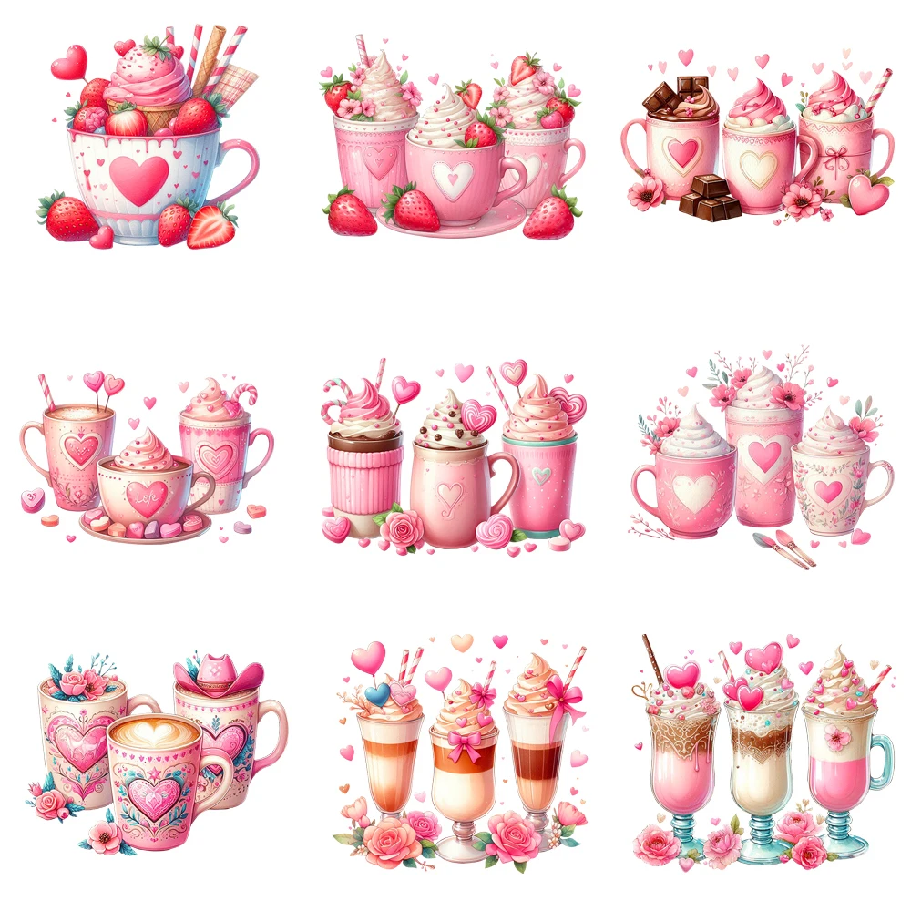 

15 см дети розовое сердце любовь мороженое десерты железные наклейки для переноса Diy DTF термопереносная наклейка футболка наклейки на одежду