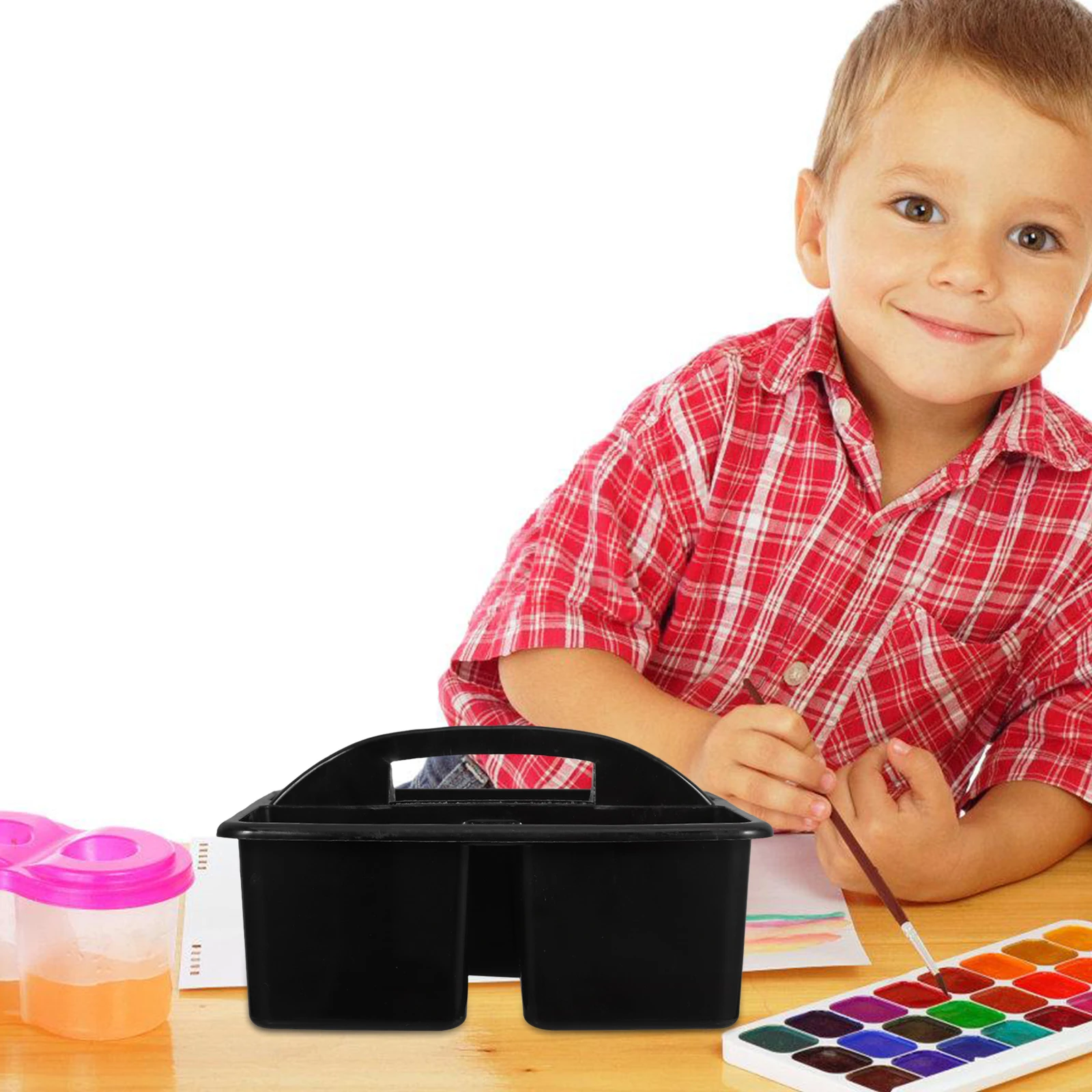 

Handled 3-Compartment Storage Caddy Multifunctional Plastic Organizer For Room Classroom Art Supplies Bathroom