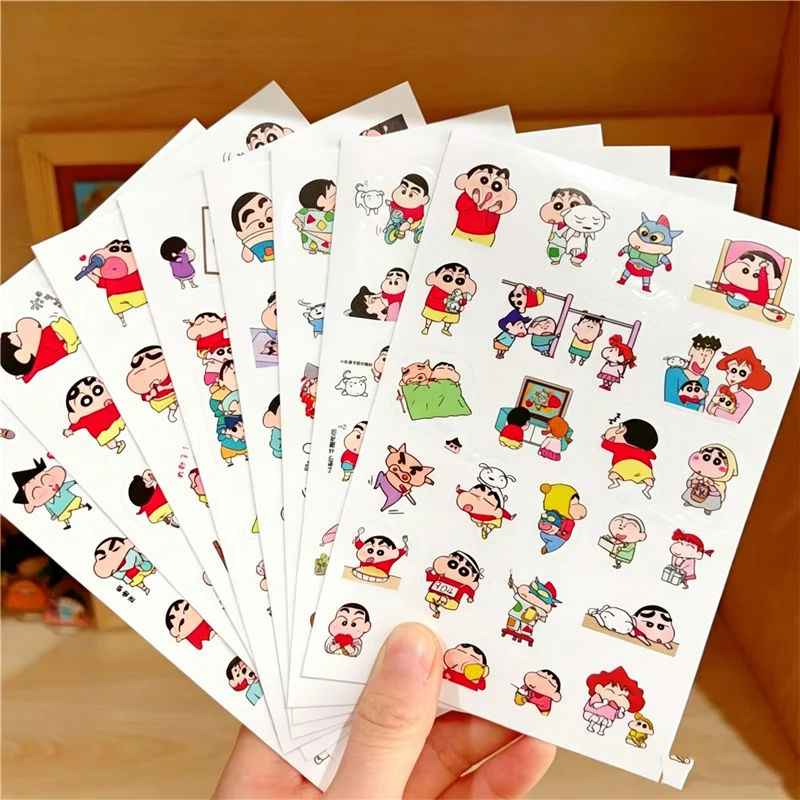 8 Stück/Set Cartoon Japanischer Anime Crayon Shin-chan Kawaii Figur Wasserdichter Graffiti-Aufkleber für Koffer, Laptop, Tasse, Skateboard, DIY-Geschenke