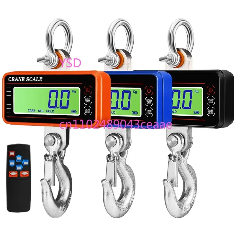 500Kg Digital Crane Scale 20M Remote Control Heavy Duty Hanging Scales LCD Industrial Hook Weighing Blance Battery
