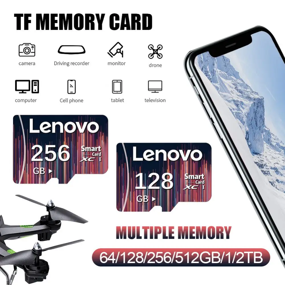 Lenovo Memory TF Card 512GB 256GB 128GB SD/TF Flash Memory Card 1TB 512 256 GB Micro TF/SD Flash Card For Phone Ps5 Dropshipping