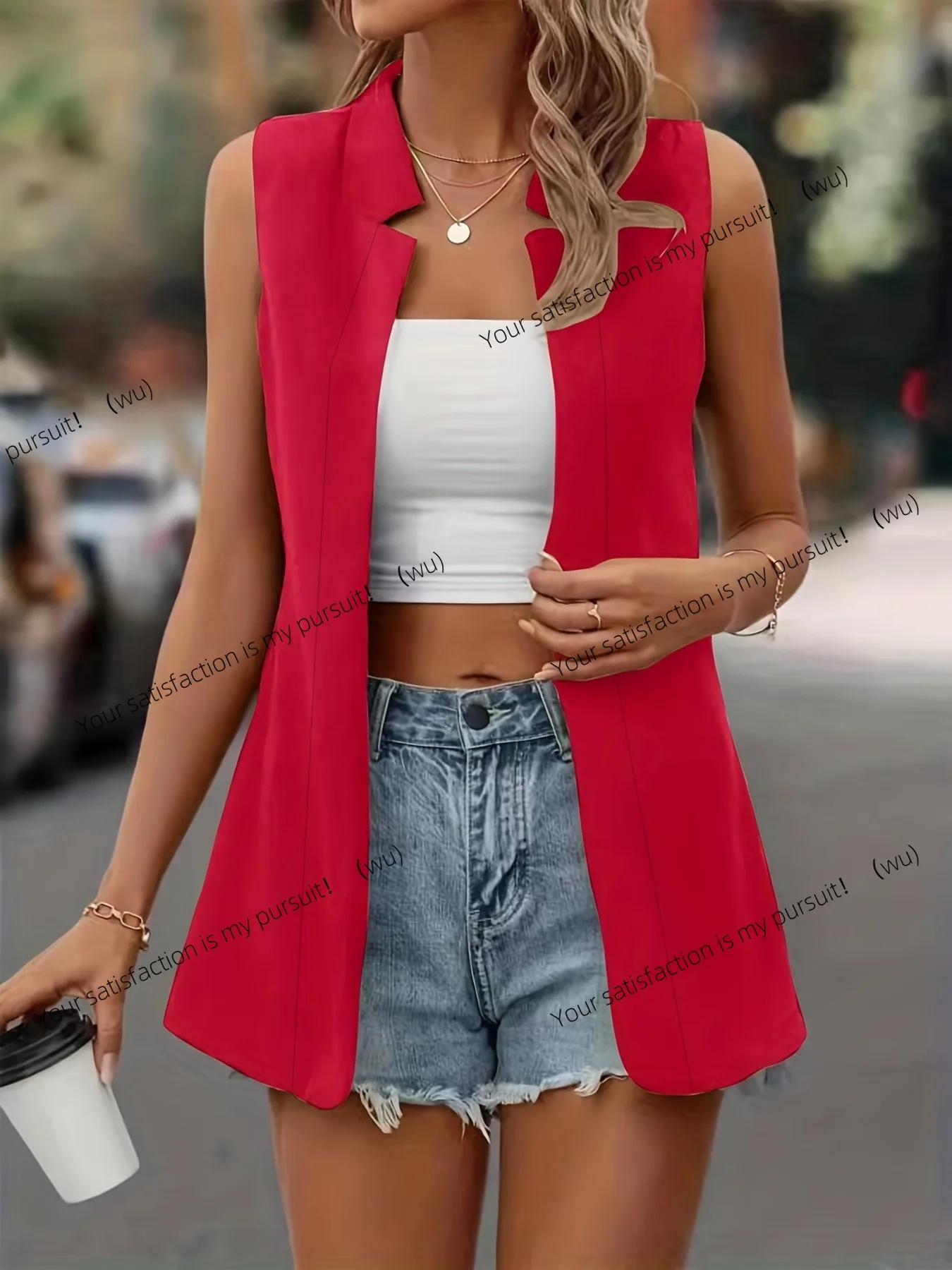 

ZOCI-Women's casual vest, basic sleeveless jacket, elegant, fashionable, spring and autumn