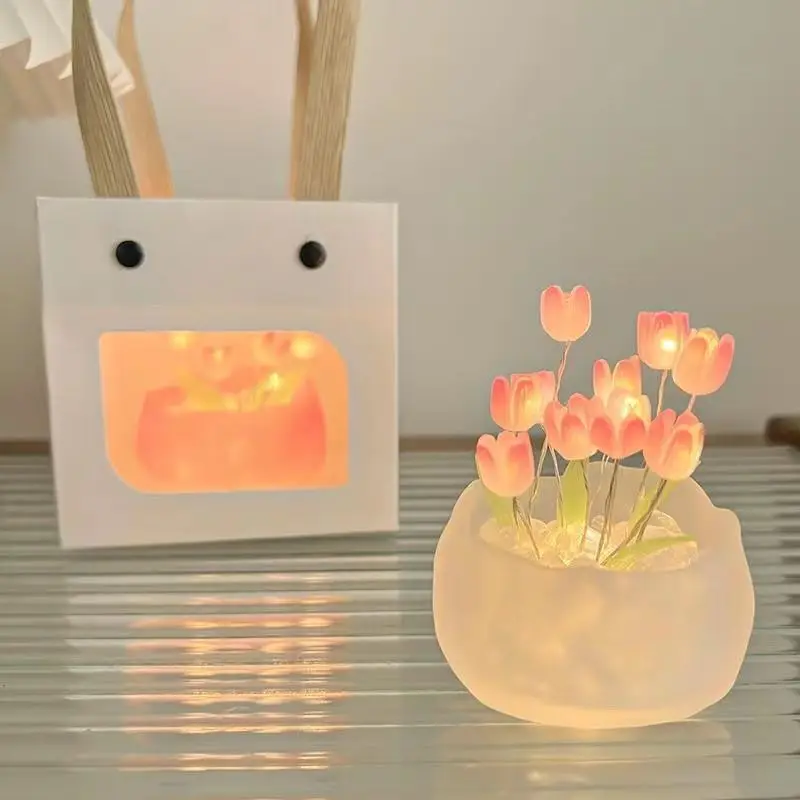 Pumpkin Cup Tulip DIY Night Light Romantic Tulip Pumpkin Lamp Creative Atmosphere Light Childrens Day Gift