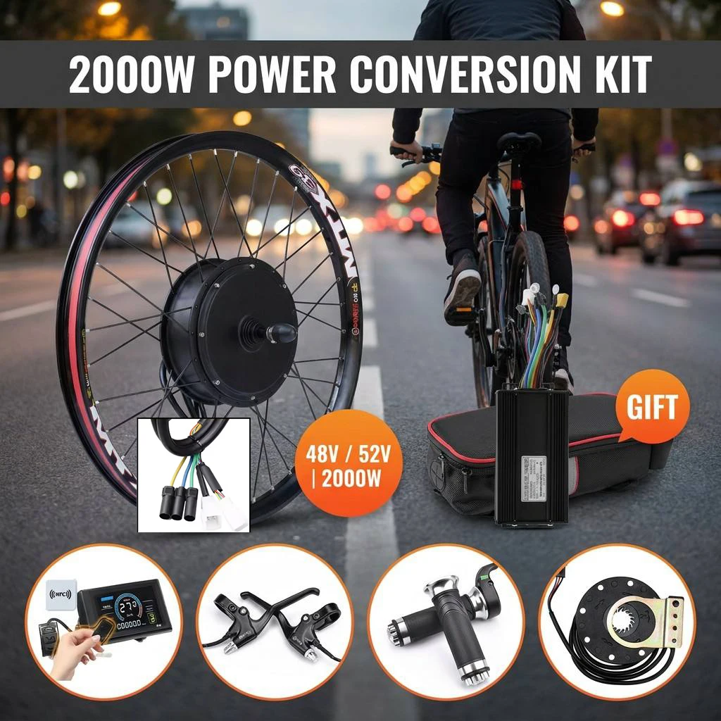 Powerful 2000W Ebike Conversion Kit Rear Hub Motor 48V 52V Electric Bike Kit with S966 NFC LCD Display MTX39 Rim DIY E-bike Kit