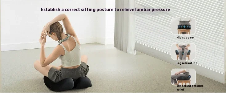 Solvath Ergonomic Thickened Memory Foam Seat Cushion Heavy Duty Chair Pad Removable Cover Ideal for Office Chair Lower Back Supp