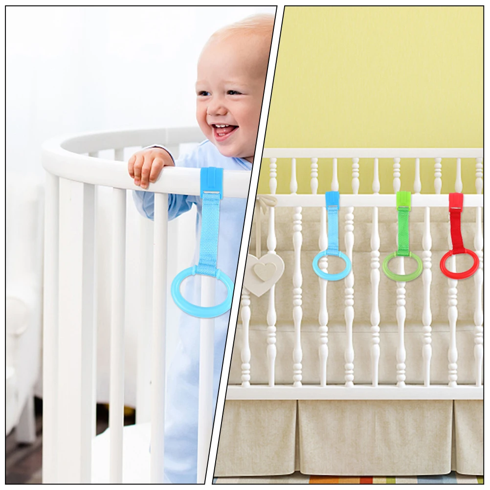 

5pcs Baby Standing Pull Ring Crib Walking Aid Hard Plastic Bed Rings Toddler Child Assist Lightweight Portable Safe Infant