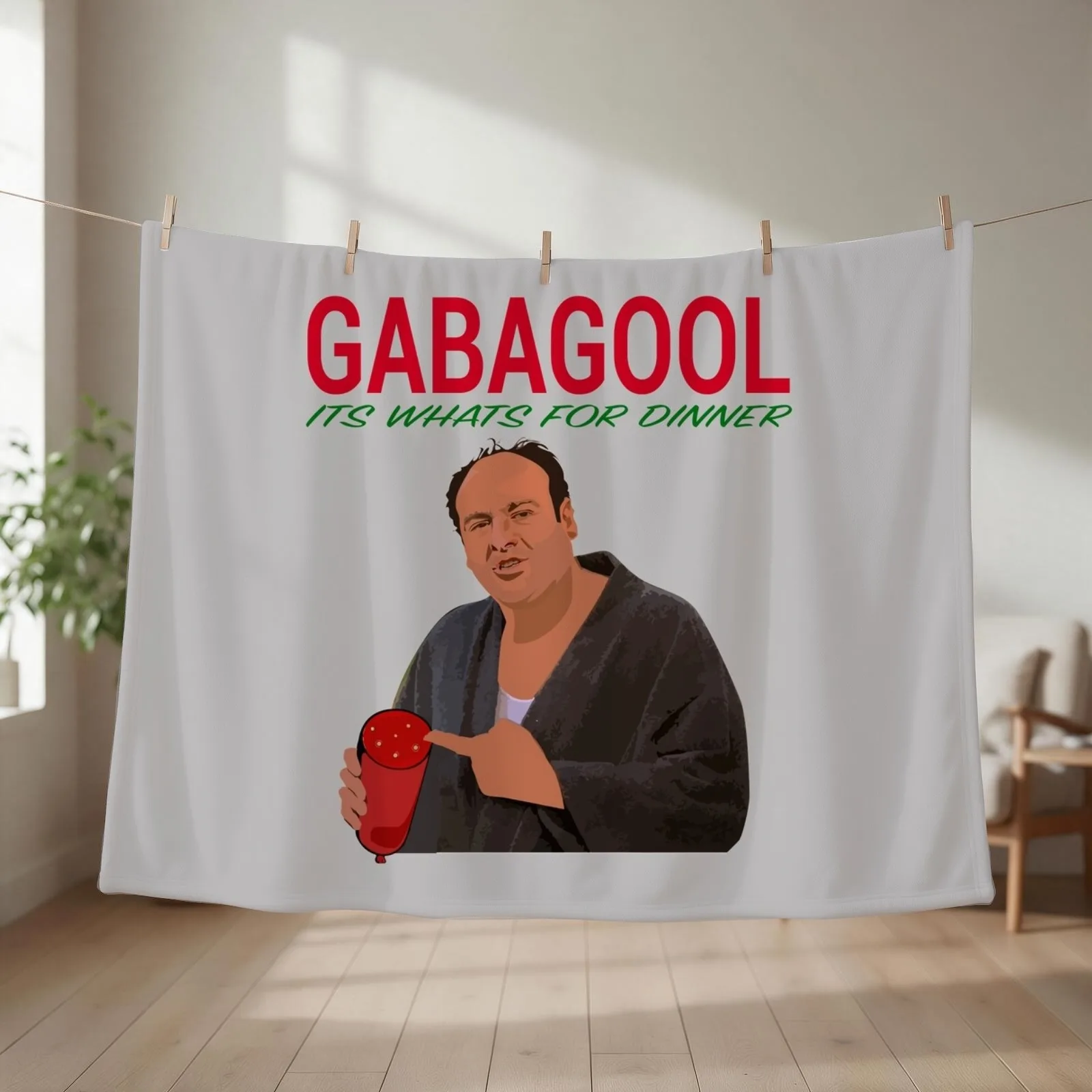 Gabagool - It's What's For Dinner - Tony Soprano Throw Blanket couch cozy soft plush fuzzy picnic outdoor blanket