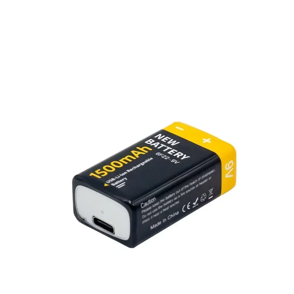 1500mAh 9V 6F22 Micro Rechargeable18650 li-ion battery and Type-C USB For RC Helicopter Multimeter Microphone Toy Remote
