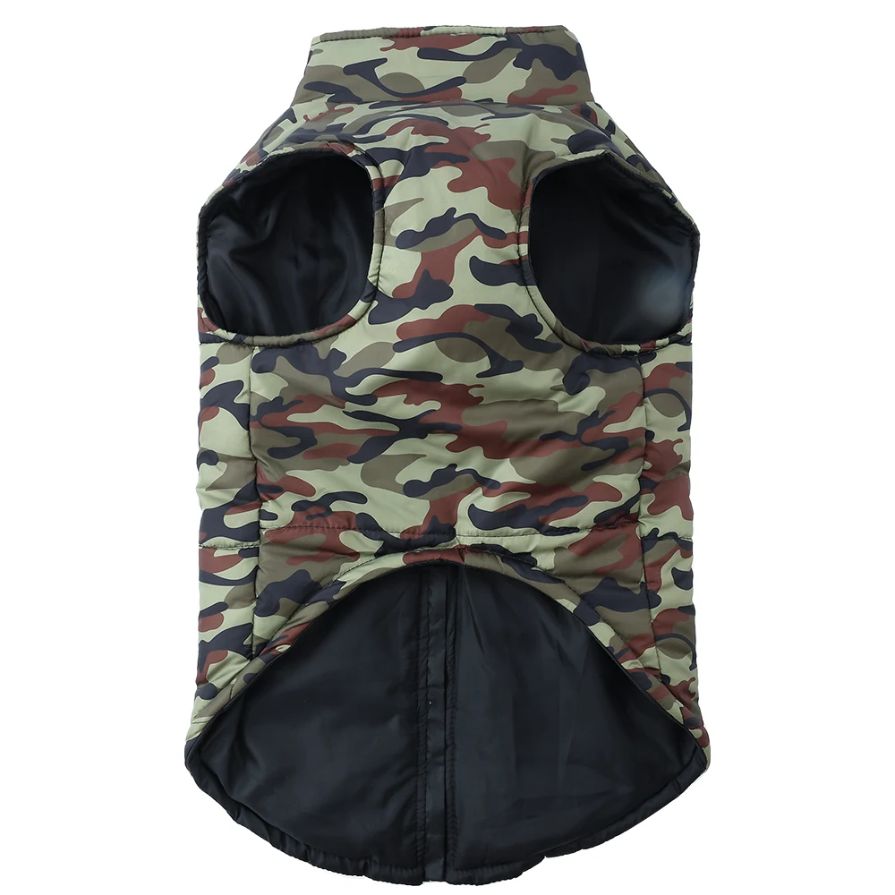 Winter Warm Clothes for Medium Large Dogs Windproof Padded Dog Vest Jacket with D-ring Fashion Camouflage Print Labrador Outfits