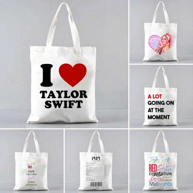 Swiftie Music Fans Shoulder Bags Women Large Capacity Graphic Shopping Bag No Zipper Girls Canvas Casual Harajuku Tote Handbag