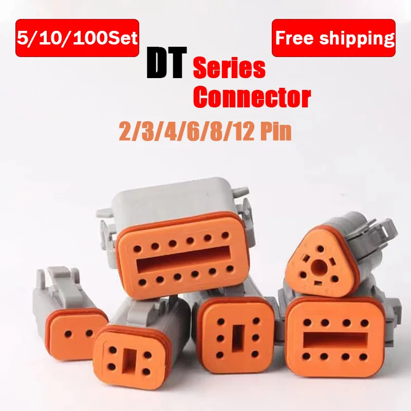 

5/10/100Set Deutsch Style DT Series Waterproof Connector Electrical Wire Socket Plug 2 3 4 6 8 12 Pin DT06-4S DT04-2P DT06 DT04