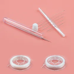 1 Set DIY Kit 10pcs Big Eye Curved Open Beading Needles 2 Roll Elastic String Cord For Beads Pearls Jewelry Making Tools Pins