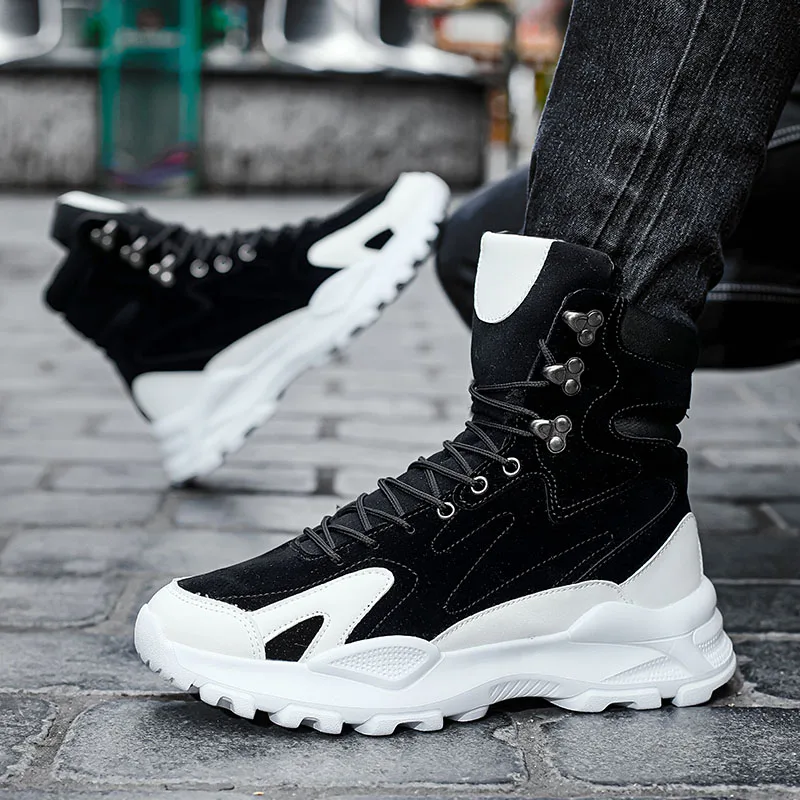 Trend High Top Sneakers Men Platform Street Style Walking Snow Boots Men Good Quality Vulcanized Sneakers Shoes For Men Winter