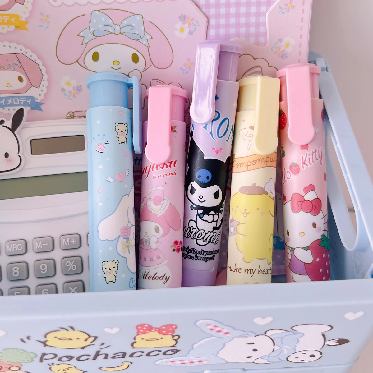 Sanrio Hello Kitty Press Eraser Anime Kuromi Melody Cinnamoroll Cartoon Eraser Kawaii Stationery Gift Office School Supplie