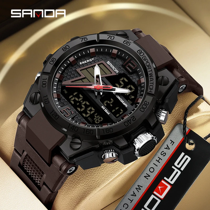 

Sanda Trendy Fashion Men's Led Relogio Masculino Digital Alarm Wrist Watches Waterproof Outdoor Sports Chronograph Hand Clock