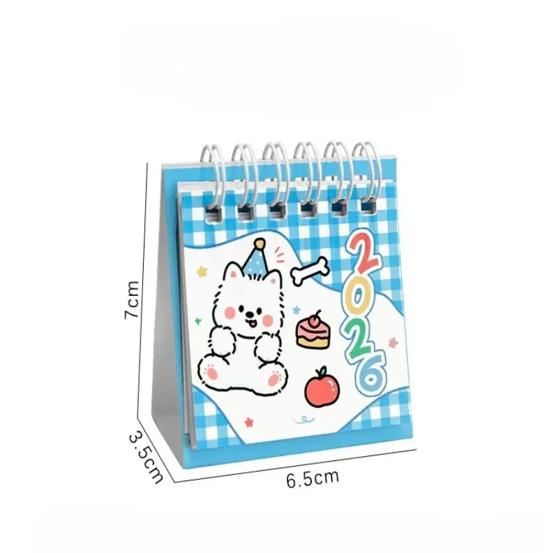Calendario da tavolo piccolo Ins semplice da 2026 anni Calendario simpatico cartone animato per cani Calendario tascabile portatile Programma Decorazione desktop Regali