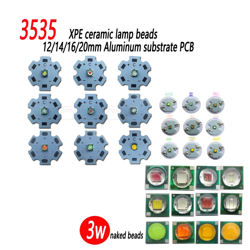 10 sztuk wysokiej mocy 3W chip LED 3535 XPE koraliki do lampy biały czerwony zielony niebieski żółty fioletowy podczerwieni podczerwieni może solder12-20mm LED PCB