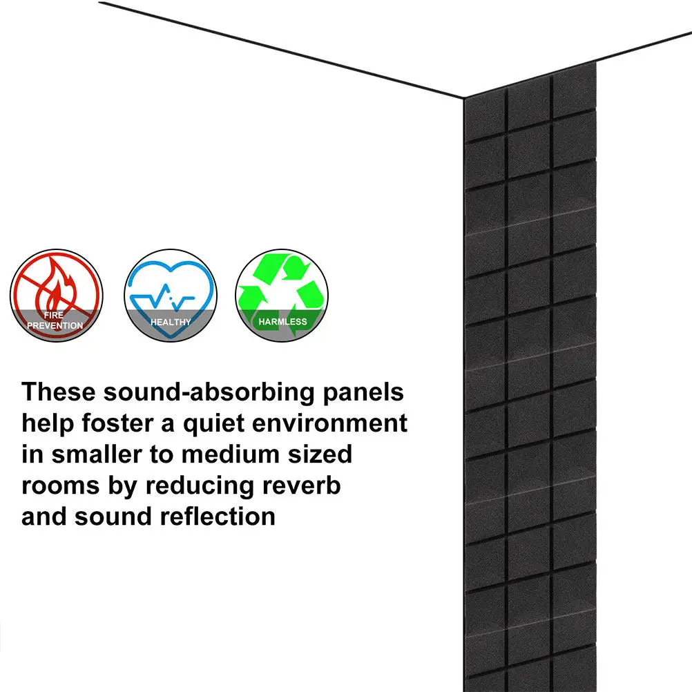 Paneles Acústicos Autoadhesivos de Algodón Absorbente de Sonido para Paredes, Techos, Material de Insonorización para Estudio en Casa