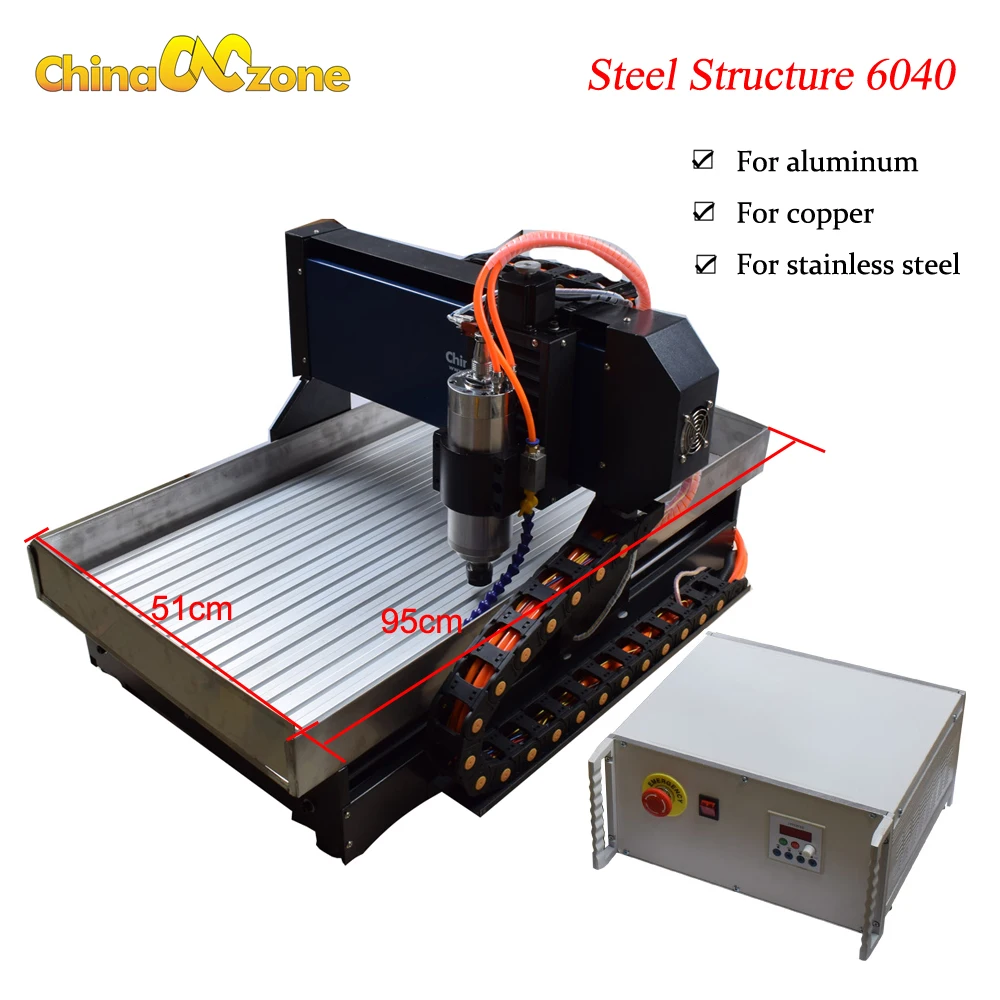 Máquina de grabado de cobre para acero, grabador CNC de 4 ejes, 2,2 kW, 6040, Mach, 3 rieles lineales, almacén de la UE