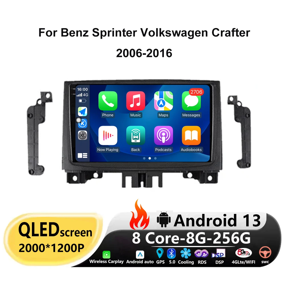 

9" For Benz Sprinter Volkswagen Crafter 2006-2016 Android 13 Car Radio Multimedia Video Player GPS Carplay Autoradio Player