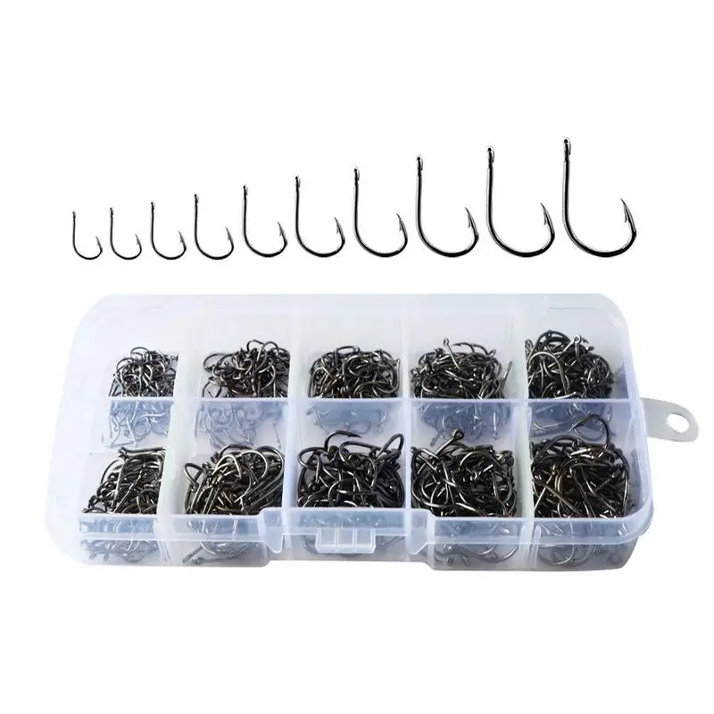 500PCS Saltwater Fishing Hooks Strong Barbed Fishing Hooks Metal Catfish Hooks Portable Bass Fishing Hooks Saltwater Fishing