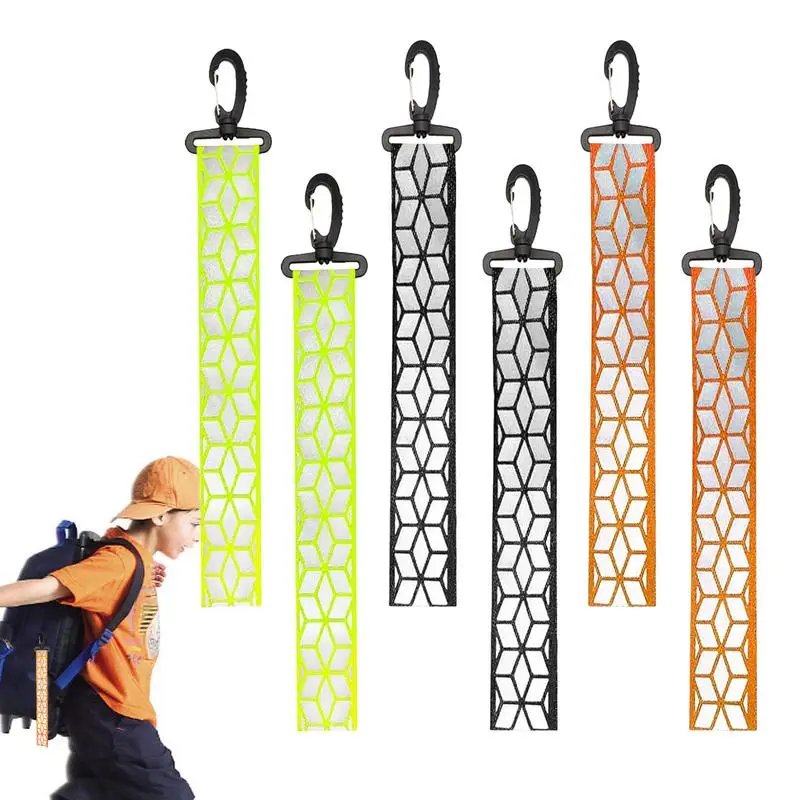 15cm Safety Reflector Pendant Cycling Keychain Reflective Pendants Visible Reflective Tags For Child Safety Nylon Keychain Tags