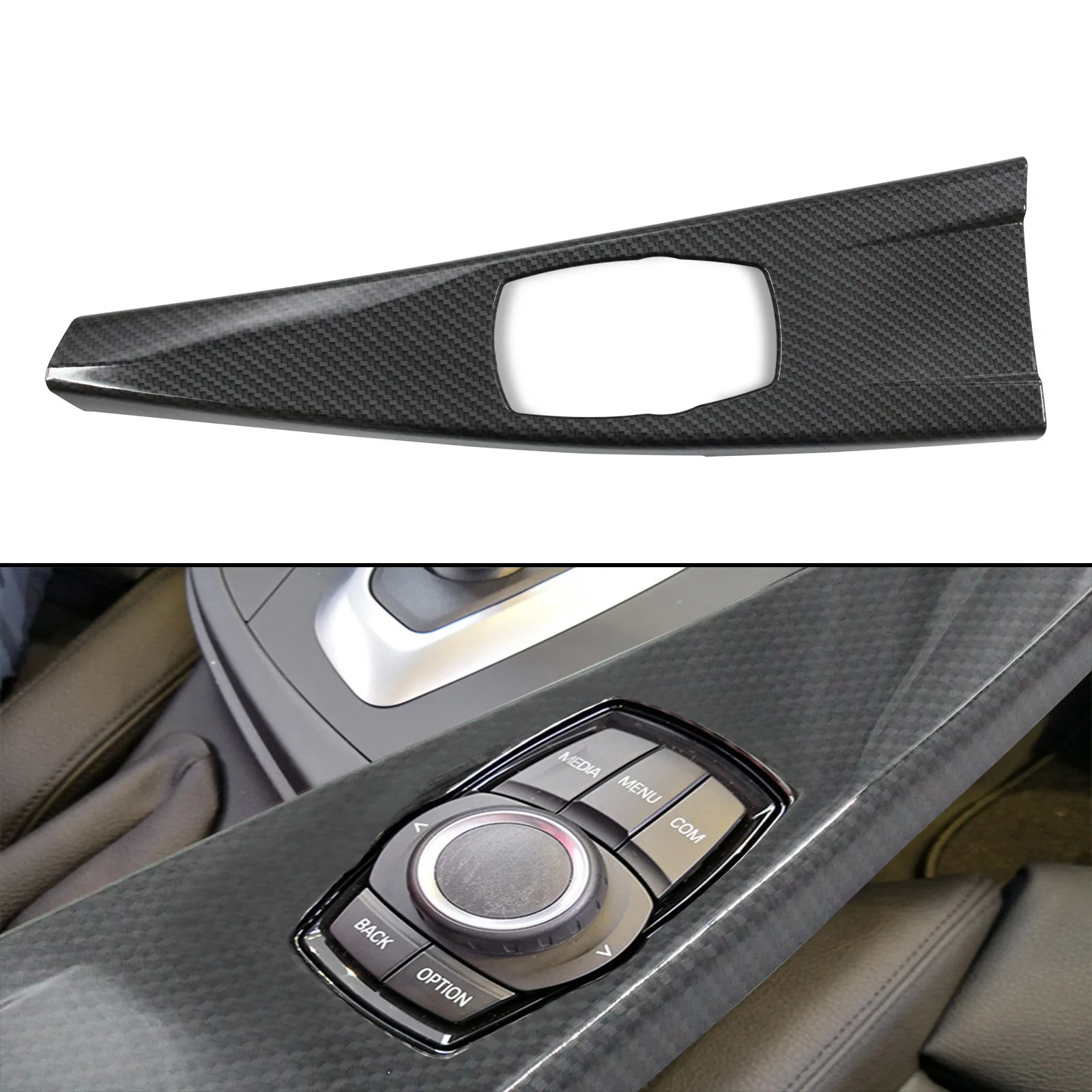 Multimedia Panel Cover, Carbon Fiber ABS Interior Multimedia Panel Cover Trim Sticker Fit for 3 Series F30 F34 4 Series F33 F36