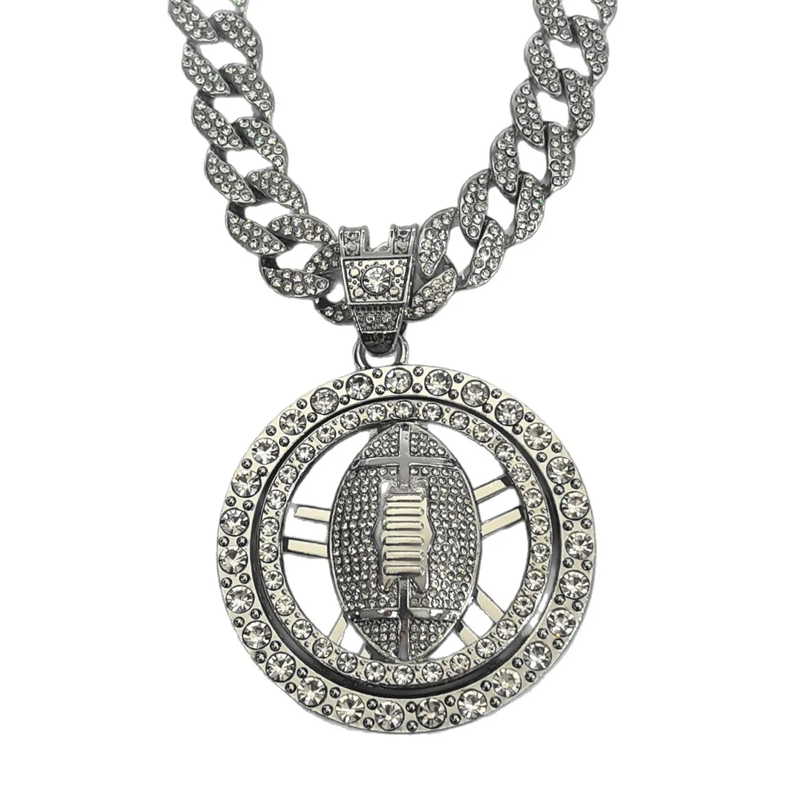 DIY accessories European and American cross-border new men's full diamond chain hip-hop style personalized rotating football pen