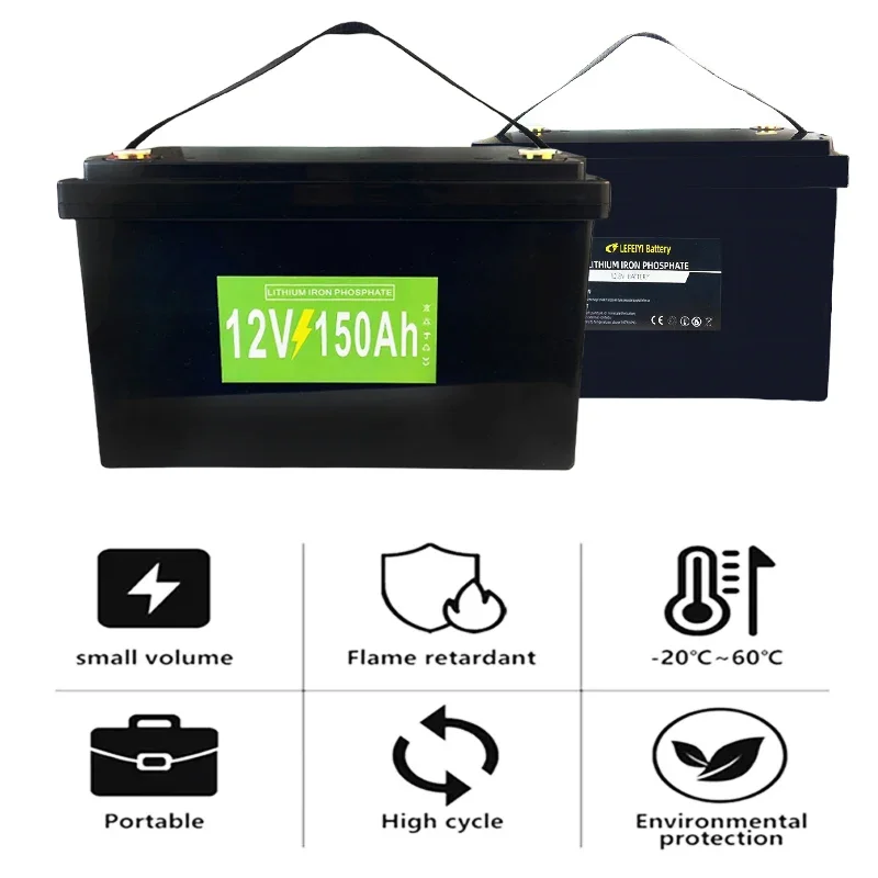 12V Battery 20Ah 50Ah 100Ah 150Ah LiFePo4 Battery Pack Lithium Iron Phosphate Batteries Built-in BMS for Solar Boat No Tax