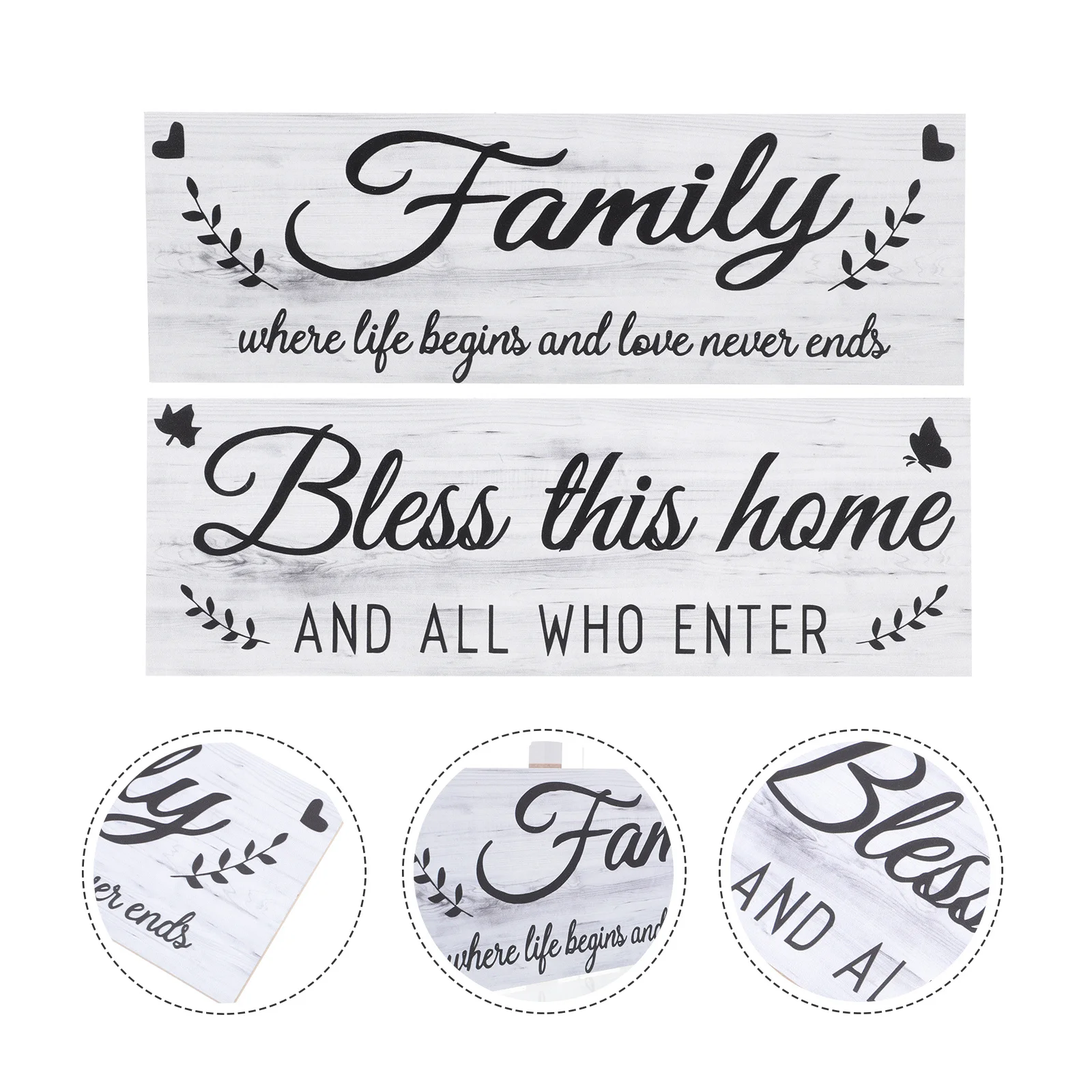 

2Pcs Wooden Wall Pendant Rustic Hanging Board Home Decor Inspirational Letters Design Creative Wall Hanging Pendant Wooden Sign