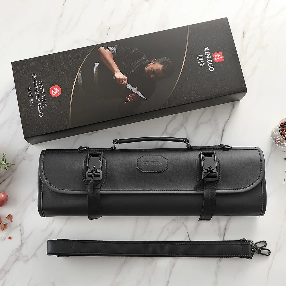 XINZUO Premium Microfiber Leather Cut Resistant Chef Knife Roll Bag Waterproof Durable Kitchen Tool Storage Bag Gift - view 6