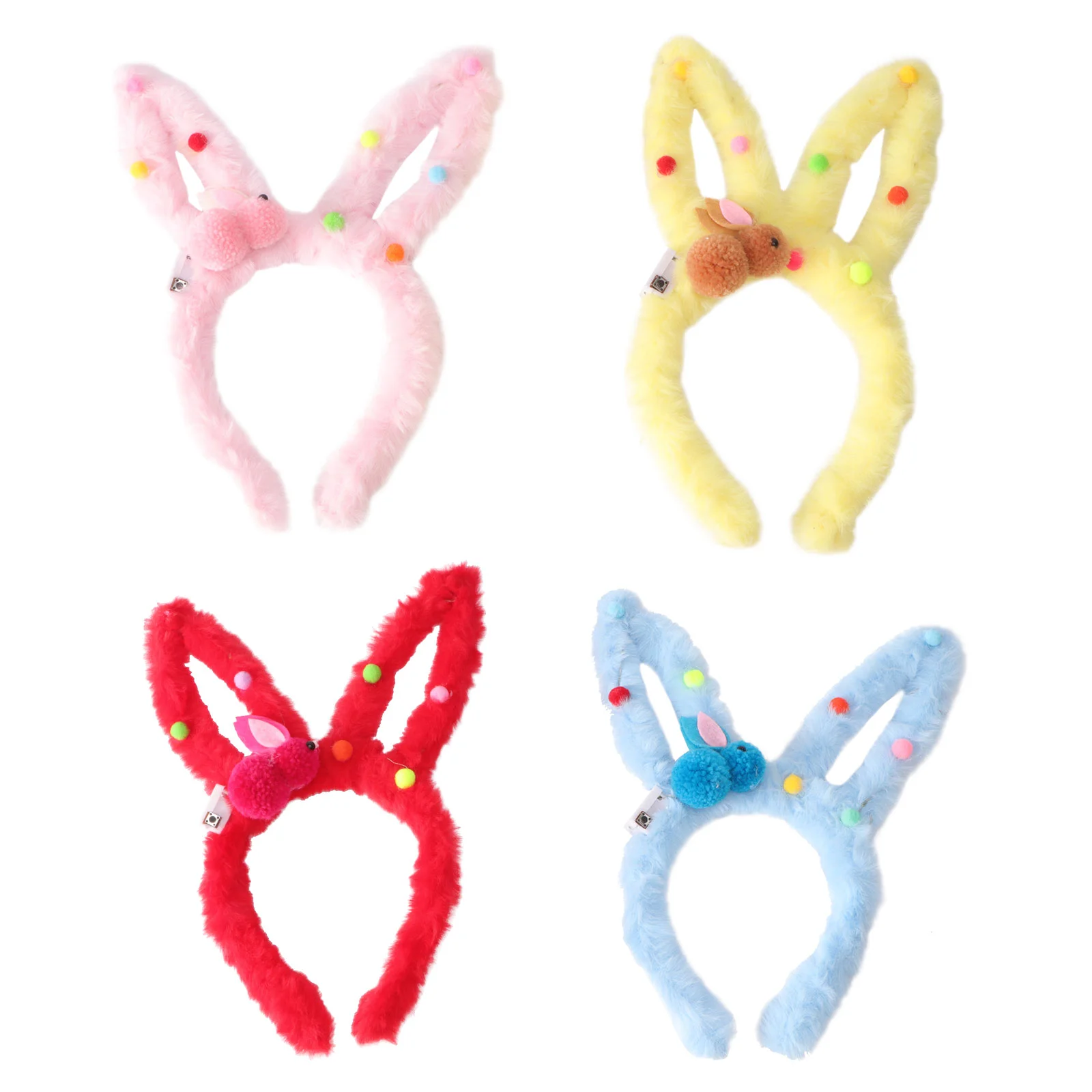 4 Pcs Bunny Ear Headband Plush Rabbit Hairband Decorative Girl Party Easter Hoops Girls Headdress Plastic Pretty