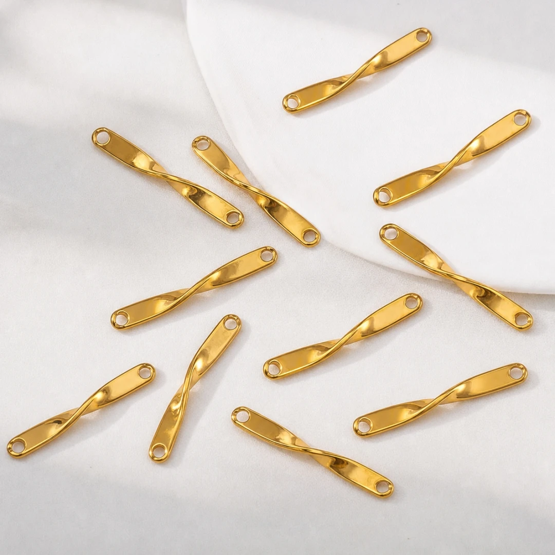 5 Stück 304 Edelstahl Wellenförmige Gedrehte Schmuckverbinder Anhänger Metallperlen für DIY Ohrringe Halsketten Schmuckherstellung – Detail 6