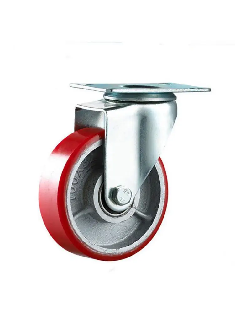 

1 Pc 4-inch Medium-sized Plane Iron Core Pu Universal Wheel Diameter 100mm Red Mute Polyurethane Caster