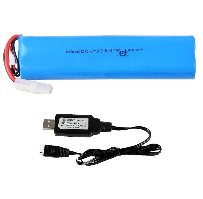 XT60/Tamiya Plug 2S 7.4V 7000Mah Li-Ion Batterij/7.4V Oplader Voor Henglong 3818 3819 3838 3839 3869 3889 3938 1/16 R/C Tank Onderdelen