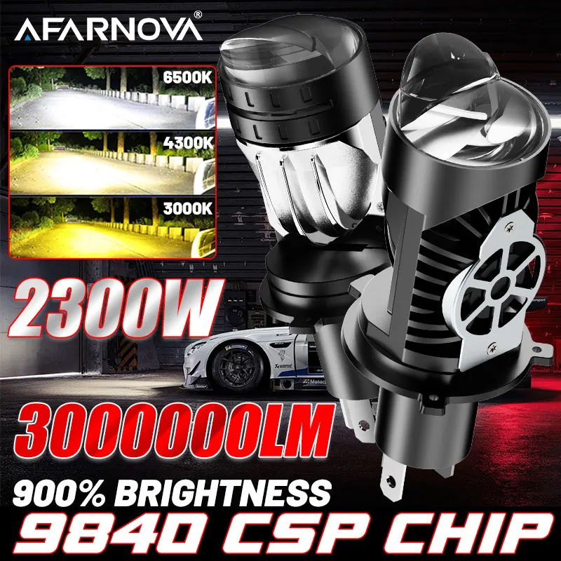 

H4 проектор светодиодные линзы автомобильные фары лампы Canbus 23000 Вт турболампы 3000K 4300K 6500K дальнего/ближнего света мини противотуманные фары 12 В 24 В
