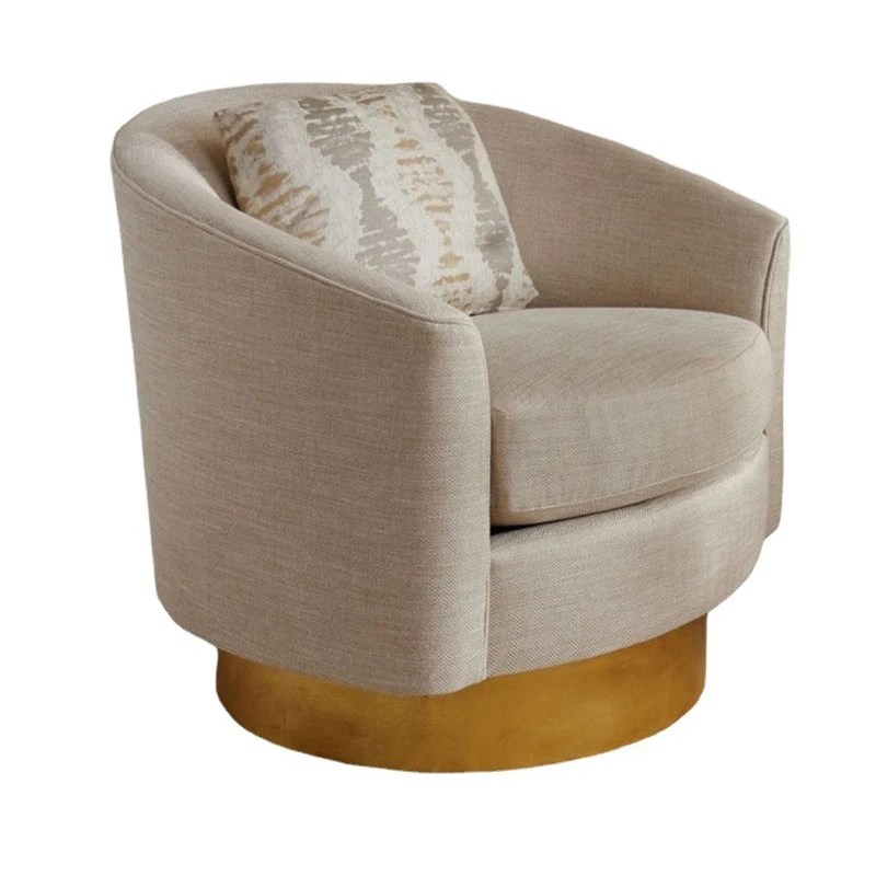 Luxury living room velvet chair with gold stainless steel base modern fabric swivel chair set furniture