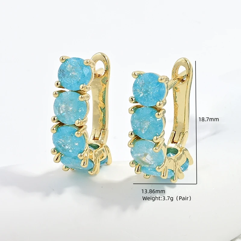 18K Gold-Plated Brass Candy Color CZ Vertical Huggie Earrings, Sweet Delicate Hoop Jewelry For Women Daily Wear:VE1828